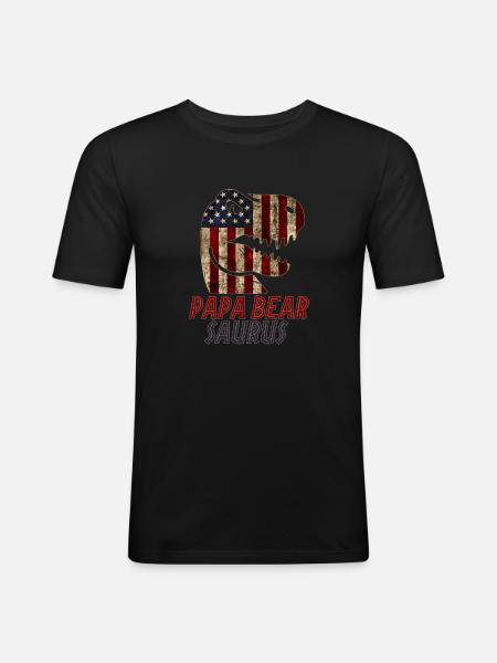 Patriotic Papa bear Dinosaur - Men's Slim Fit T-Shirt - black