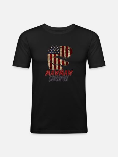 Patriotic Mawmaw Dinosaur - Männer Slim Fit T-Shirt - Schwarz