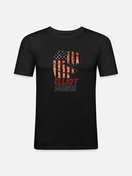 Patriotic Elliot Dinosaur Elliotsaurus - Men's Slim Fit T-Shirt - black