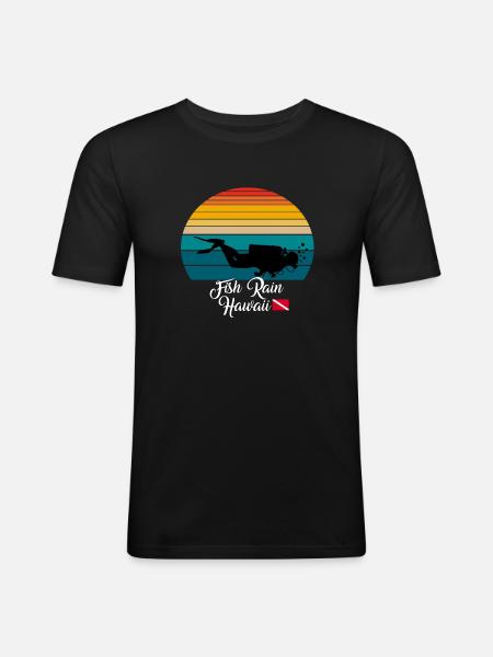 Fish Rain Hawaii Plongée - T-shirt près du corps Homme - noir