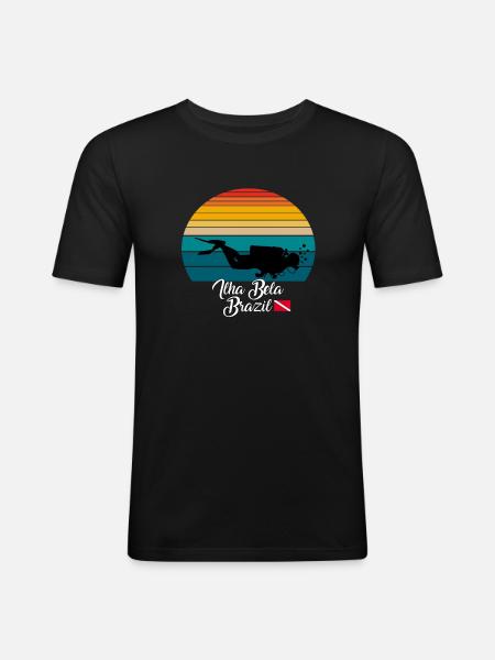 Ilha Bela Brazil Diving - Men's Slim Fit T-Shirt - black