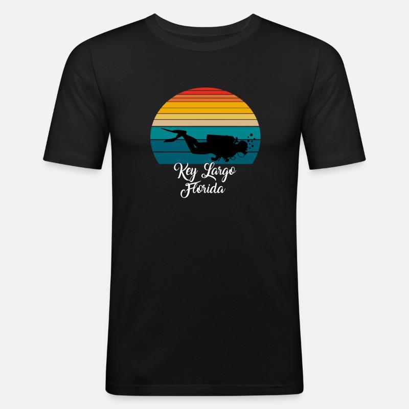 Key Largo Florida Diving - Männer Slim Fit T-Shirt - Schwarz