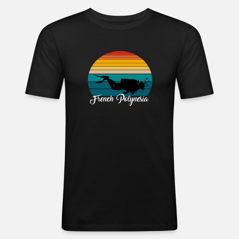 French Polynesia Scuba Diving Gift - Männer Slim Fit T-Shirt - Schwarz