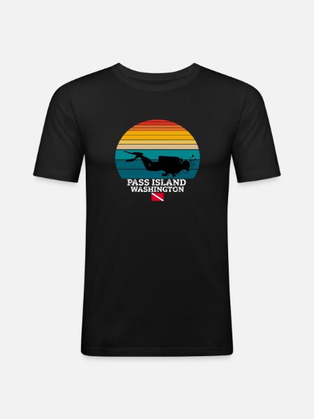 Pass Island US Island Plongée - T-shirt près du corps Homme - noir