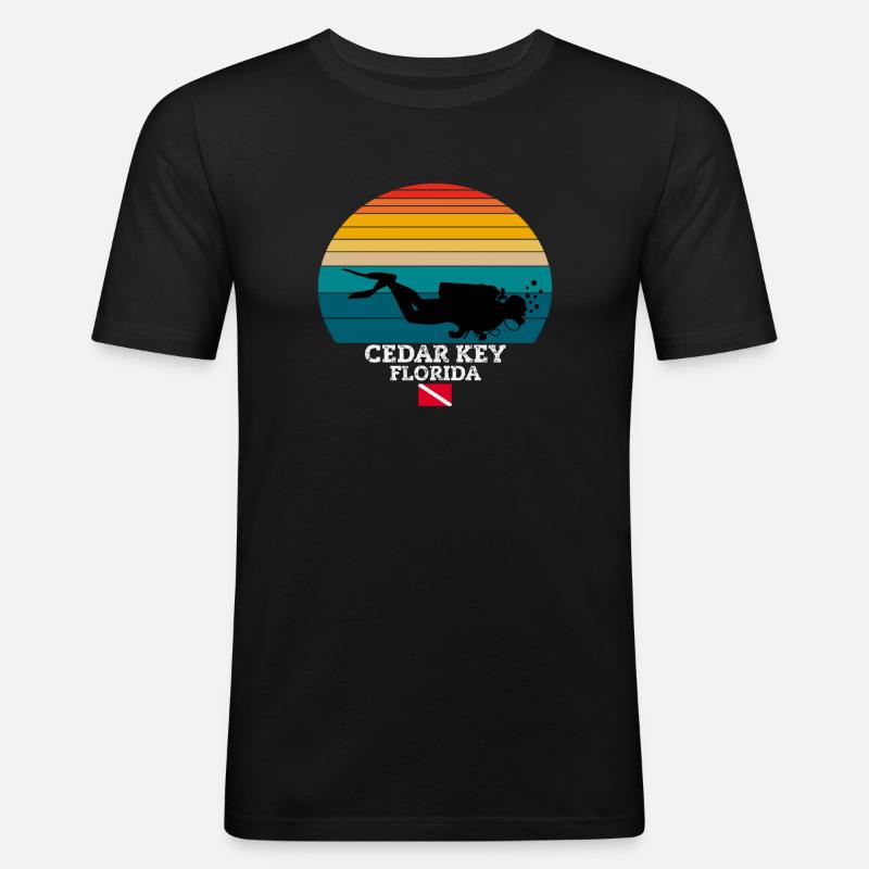 Cedar Key US Island Diving - Männer Slim Fit T-Shirt - Schwarz