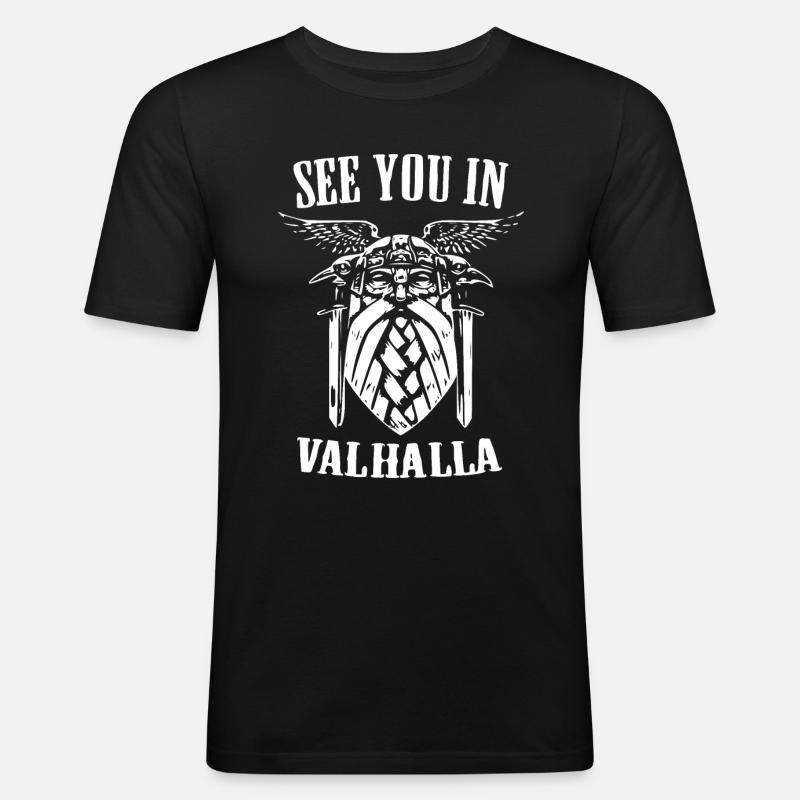Wikinger Odin Walhalla nordisch - Männer Slim Fit T-Shirt - Schwarz