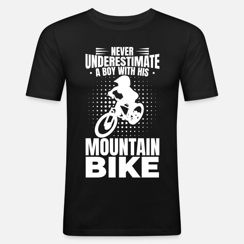 Mountainbiker Junge - Männer Slim Fit T-Shirt - Schwarz