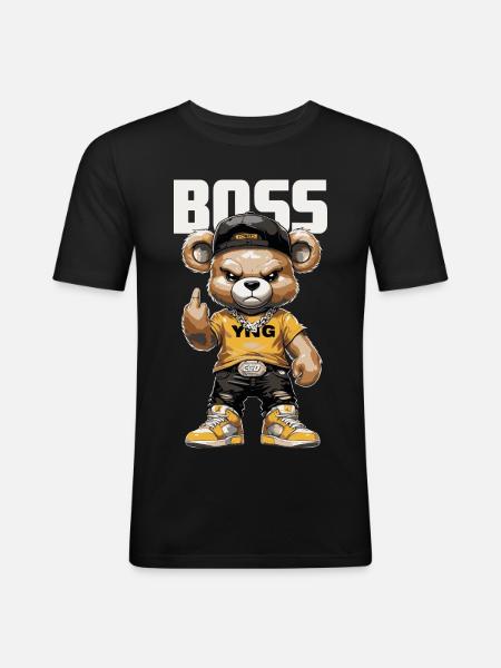 BAAS Bear - Streetwear Teddy Beer Design - Men's Slim Fit T-Shirt - black