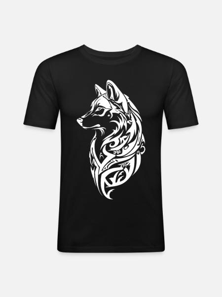 Nordic Wolf Tribal Tattoo - Men's Slim Fit T-Shirt - black