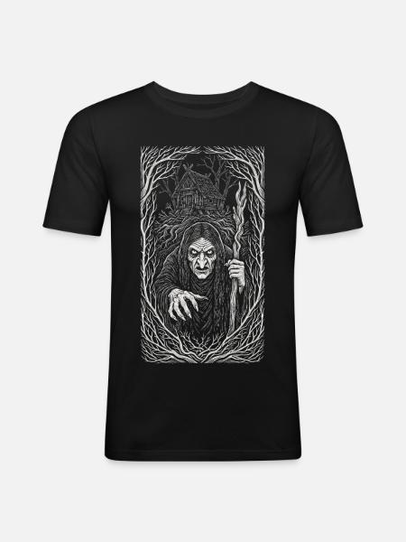 Baba Yaga Dunkle Slawische Hexenkunst - Männer Slim Fit T-Shirt - Schwarz