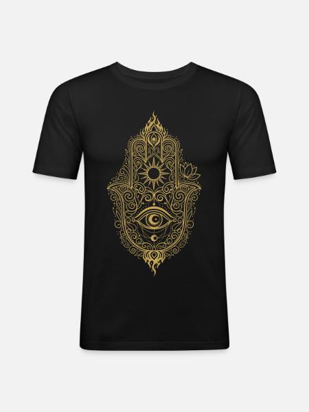 Hamsahand Spirituality Sacred Geometry - Men's Slim Fit T-Shirt - black