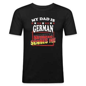 Lustiger Deutschland Deutschland Papa Stolz für - Männer Slim Fit T-Shirt - Schwarz - Vorne - Nik (191cm)