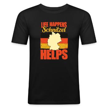 Funny Deutschland Schnitzel Humor für deutsche - Männer Slim Fit T-Shirt - Schwarz - Vorne - Nik (191cm)
