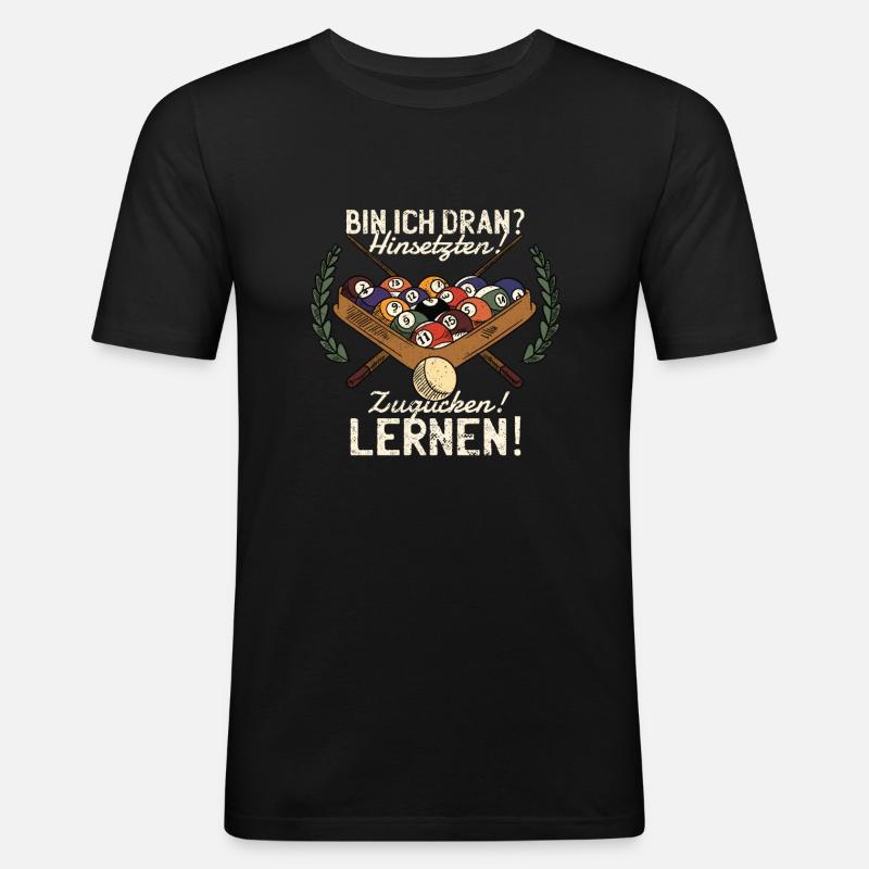 Billard - Männer Slim Fit T-Shirt - Schwarz
