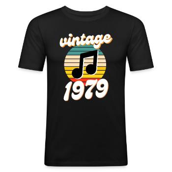 né 1979 millésime 79 idée cadeau anniversaire - T-shirt près du corps Homme - noir - Devant - Nik (191cm)