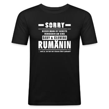 Mann Vergeben - Rumänin Rumäne Rumänisch - Männer Slim Fit T-Shirt - Schwarz - Vorne - Nik (191cm)