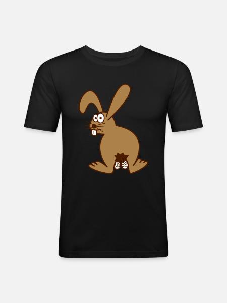 Osterhase mit ostereiern - Männer Slim Fit T-Shirt - Schwarz