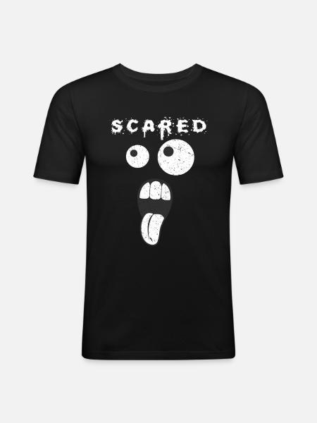 Scared Funny Graphic - Men's Slim Fit T-Shirt - black
