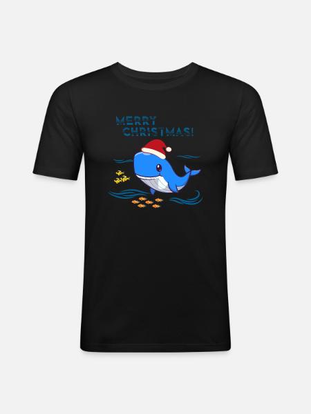 Weihnachten Wal Weihnachtsgeschenk - Männer Slim Fit T-Shirt - Schwarz