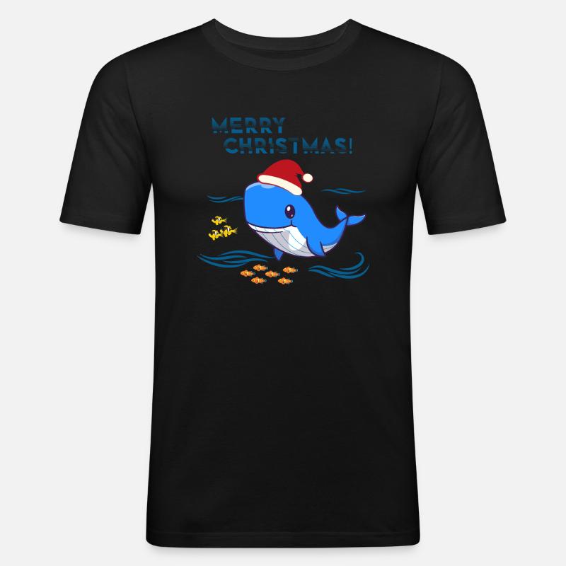 Weihnachten Wal Weihnachtsgeschenk - Männer Slim Fit T-Shirt - Schwarz
