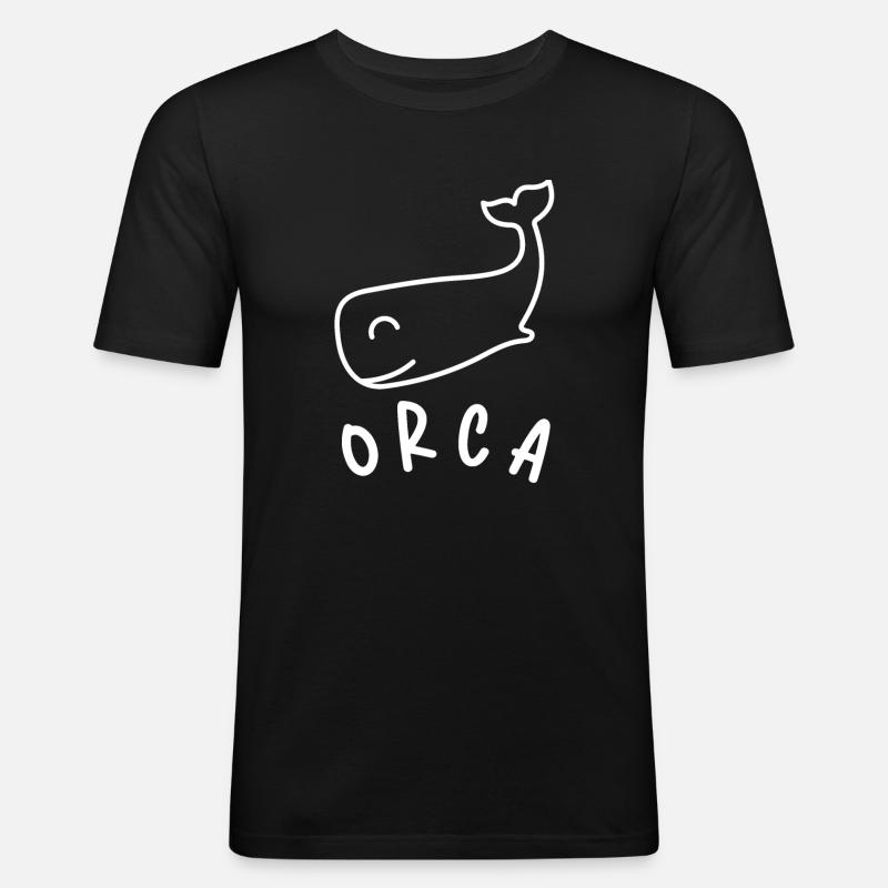 Wir lieben Killer Whale - Männer Slim Fit T-Shirt - Schwarz