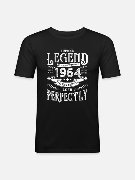 1964 Vintage verjaardag geboren in 1964 - Mannen slim fit T-shirt - zwart