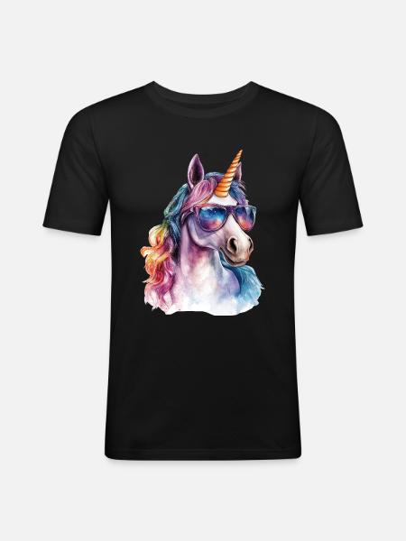 Unicorn Sunglasses - Men's Slim Fit T-Shirt - black