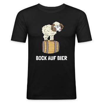 Bock Auf Bier Wortspiel Ironie Wortwitz Sauf - Männer Slim Fit T-Shirt - Schwarz - Vorne - Nik (191cm)