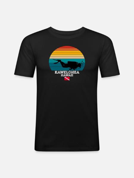 Kawelohea US Island Diving - Männer Slim Fit T-Shirt - Schwarz