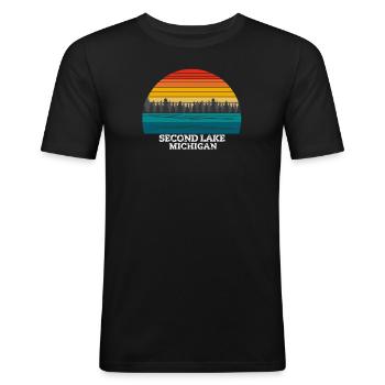 Second Lake Michigan - Men's Slim Fit T-Shirt - black - Front - Nik (191cm)