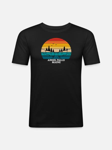 Angel Falls Maine - Männer Slim Fit T-Shirt - Schwarz