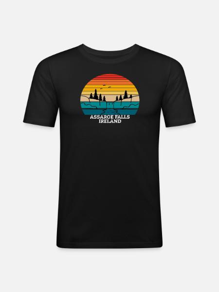 Assaroe Falls Ireland - Männer Slim Fit T-Shirt - Schwarz