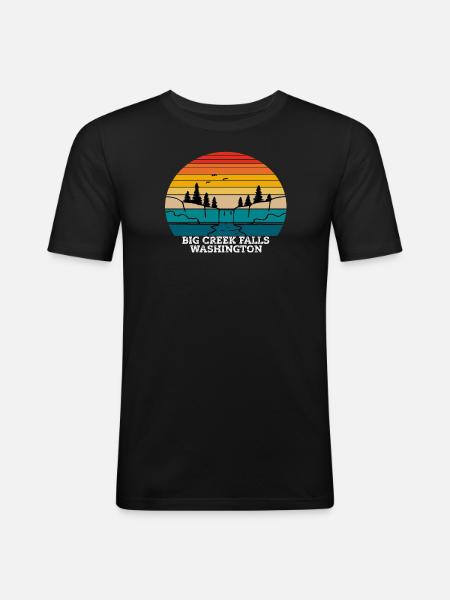 Big Creek Falls Washington - Men's Slim Fit T-Shirt - black