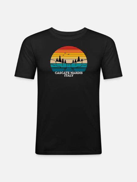 Cascate Nardis Italy - Männer Slim Fit T-Shirt - Schwarz