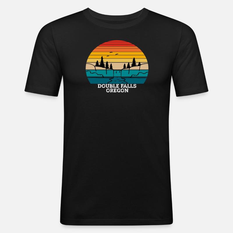 Double Falls Oregon - Männer Slim Fit T-Shirt - Schwarz