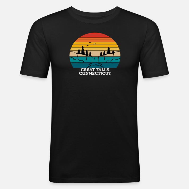 Great Falls Connecticut - Männer Slim Fit T-Shirt - Schwarz