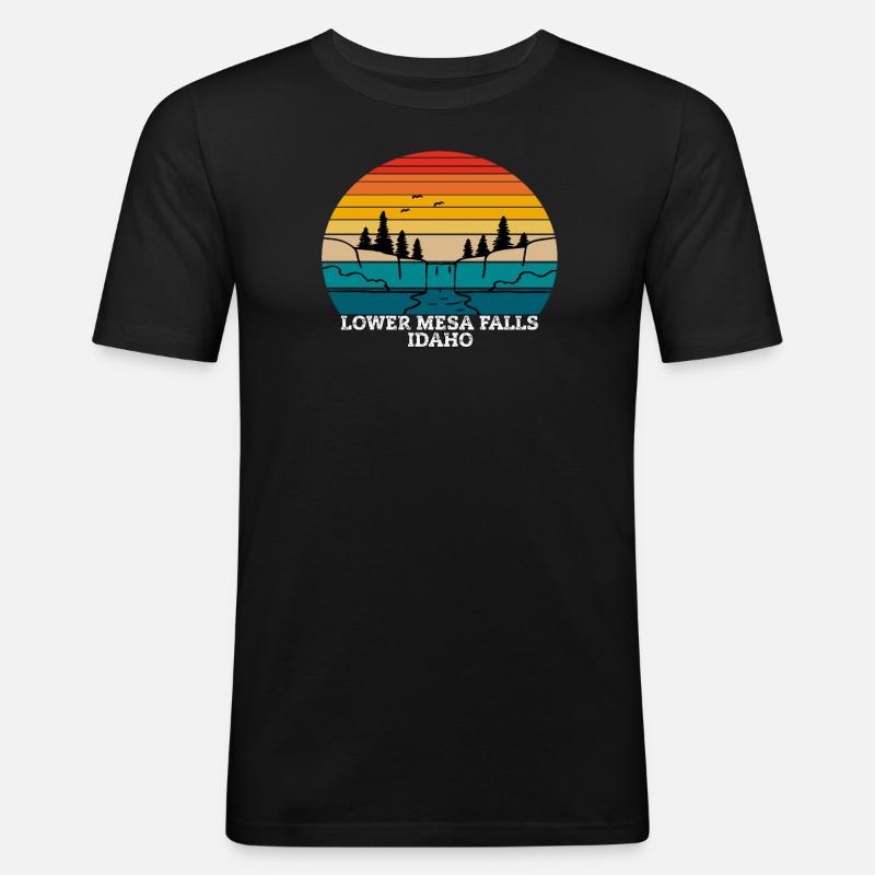 Lower Mesa Falls Idaho - Männer Slim Fit T-Shirt - Schwarz