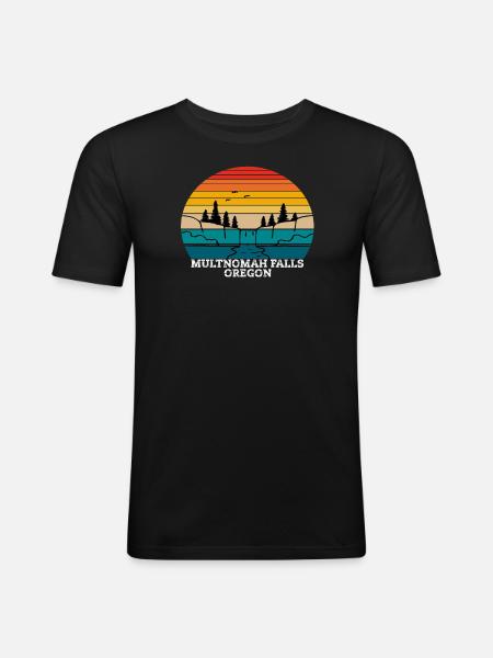 Multnomah Falls Oregon - T-shirt près du corps Homme - noir