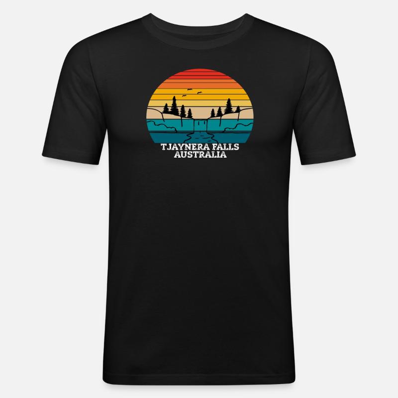 Tjaynera Falls Australia - Männer Slim Fit T-Shirt - Schwarz