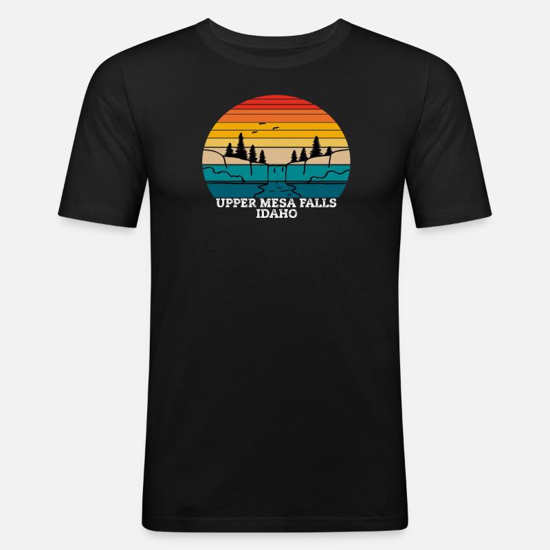 Upper Mesa Falls Idaho - Männer Slim Fit T-Shirt - Schwarz