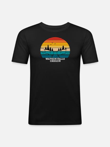 Watson Falls Oregon - Men's Slim Fit T-Shirt - black