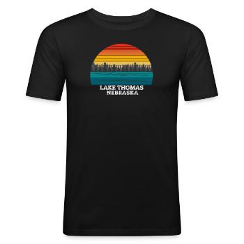 Lac Thomas Nebraska - T-shirt près du corps Homme - noir - Devant - Nik (191cm)