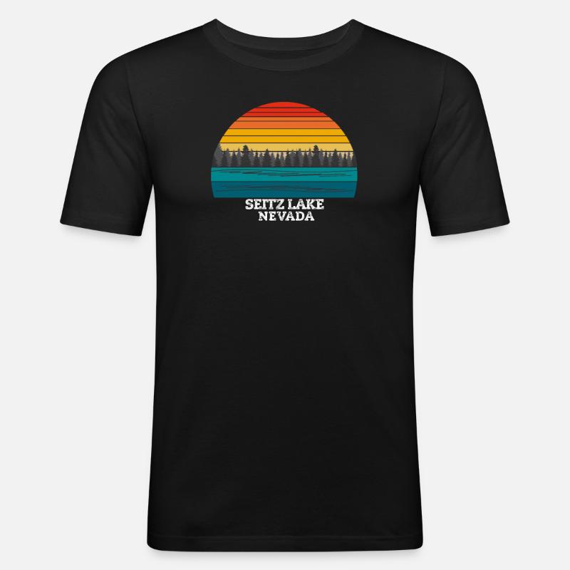 Seitz Lake Nevada - Männer Slim Fit T-Shirt - Schwarz
