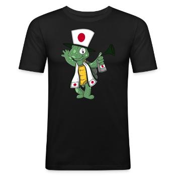 Tortue fan du Japon - T-shirt près du corps Homme - noir - Devant - Nik (191cm)