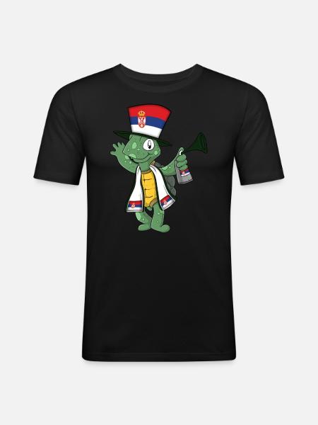 Serbia Fan Turtle - Men's Slim Fit T-Shirt - black