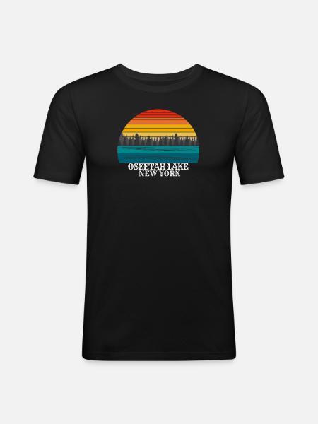 Oseetah Lake New York - Men's Slim Fit T-Shirt - black