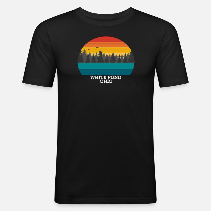White Pond Ohio - Männer Slim Fit T-Shirt - Schwarz