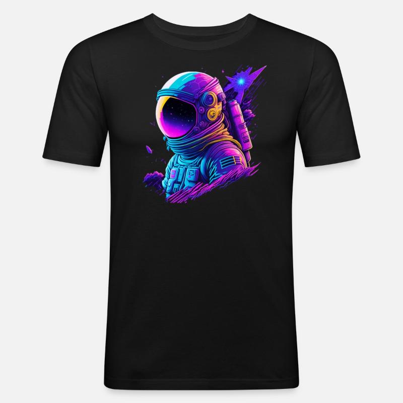 Synthwave Astronaute Space Explorer - T-shirt près du corps Homme - noir