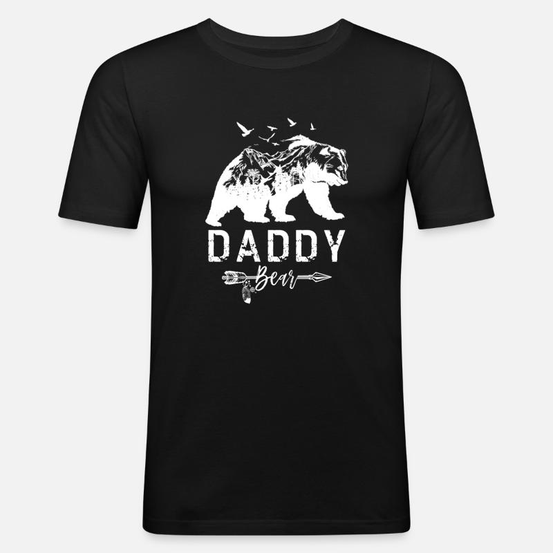 Papa Bär - Männer Slim Fit T-Shirt - Schwarz