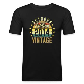 Die Legenden wurden im Oktober 2014 - 2014 geboren - Männer Slim Fit T-Shirt - Schwarz - Vorne - Nik (191cm)